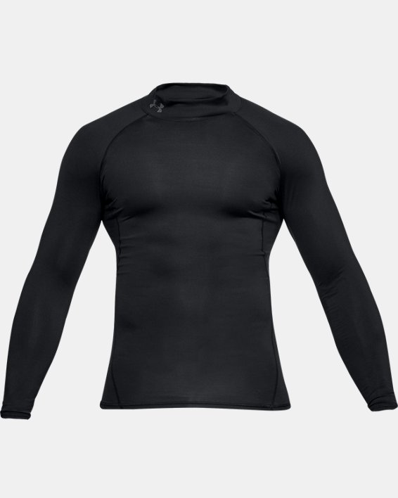 Men's HeatGear® Armour Compression Long Sleeve Mock in Black image number 3